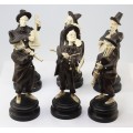 ansamblu de statuete " Klezmer Band". sculptura in fildes si lemn. cca 1900